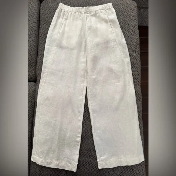 Velvet by Graham & Spencer Lola Linen Pant in Chalk White Small Relaxed Fit Crop - Picture 5 of 16